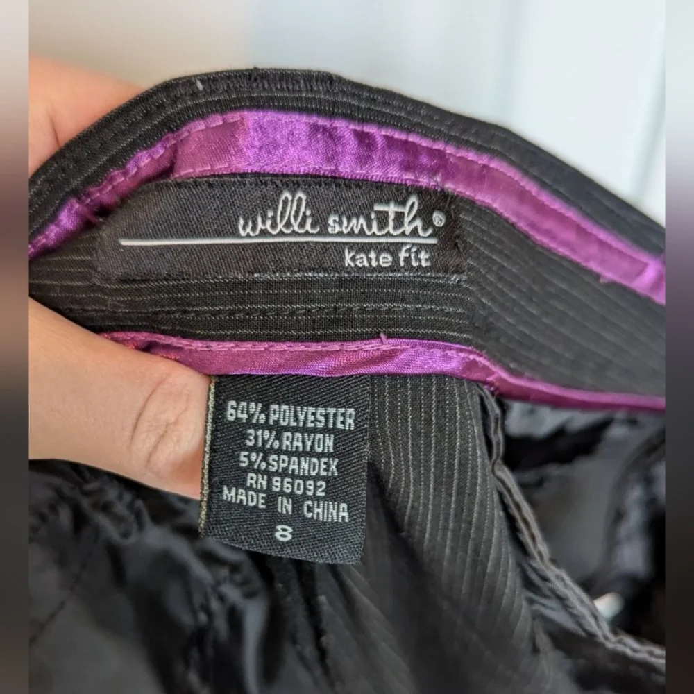 Willi Smith Womens Trousers Size 8 Kate Fit Black Pinstripe Pockets Career EUC - Picture 2 of 5